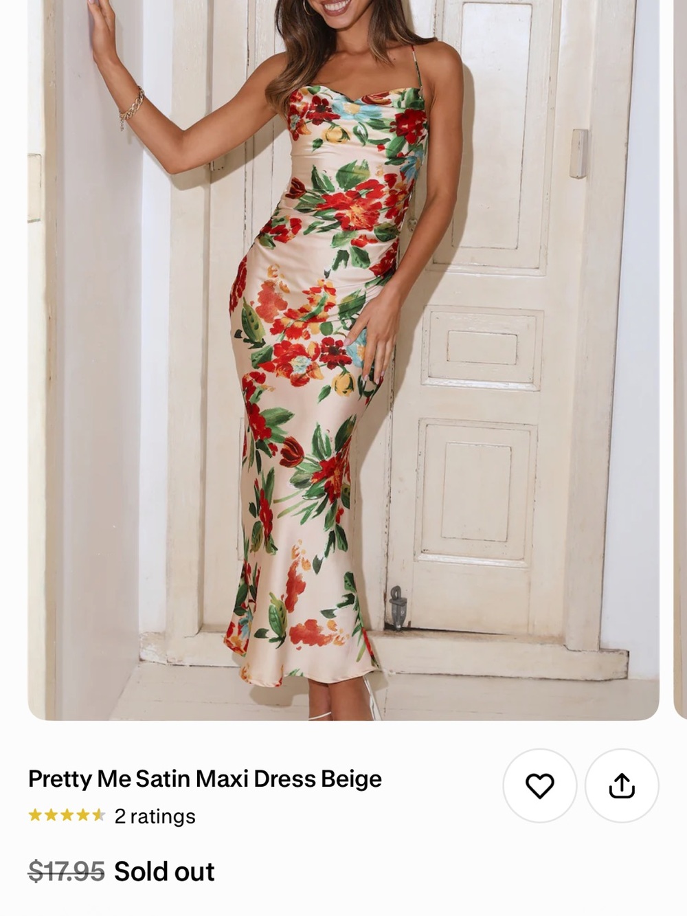 Hello Molly Satin Maxi Dress with Red & Green Floral Print